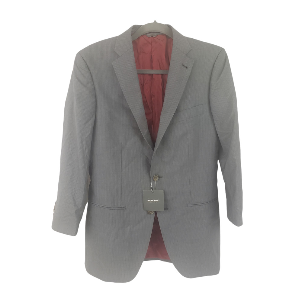 NWT Indochino Made For You Men's Gray Pinstripe Suit Coat 100% Wool Blazer